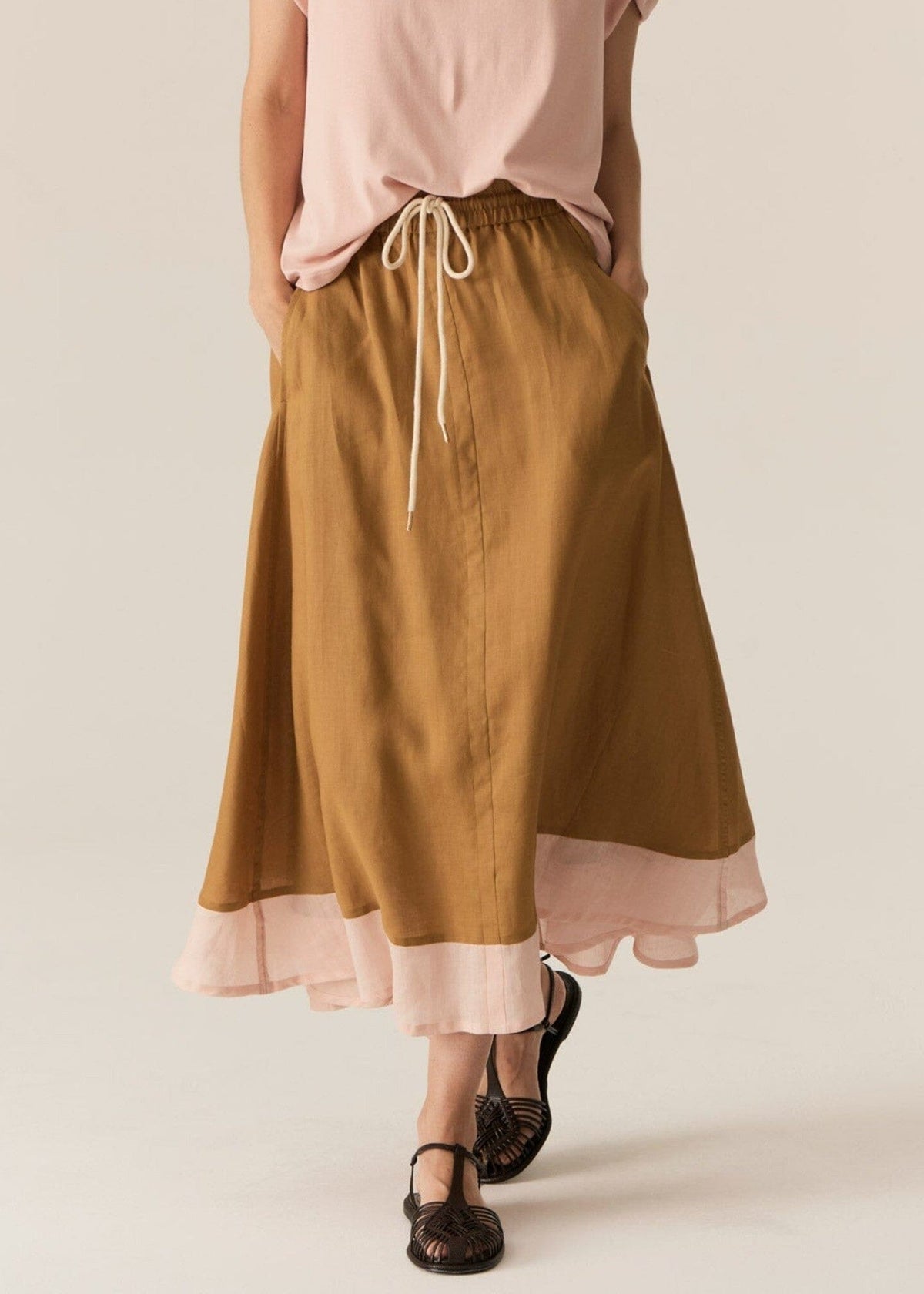 POL Speck Contrast Skirt - Ginger/Pink Skirt - Zabecca Living