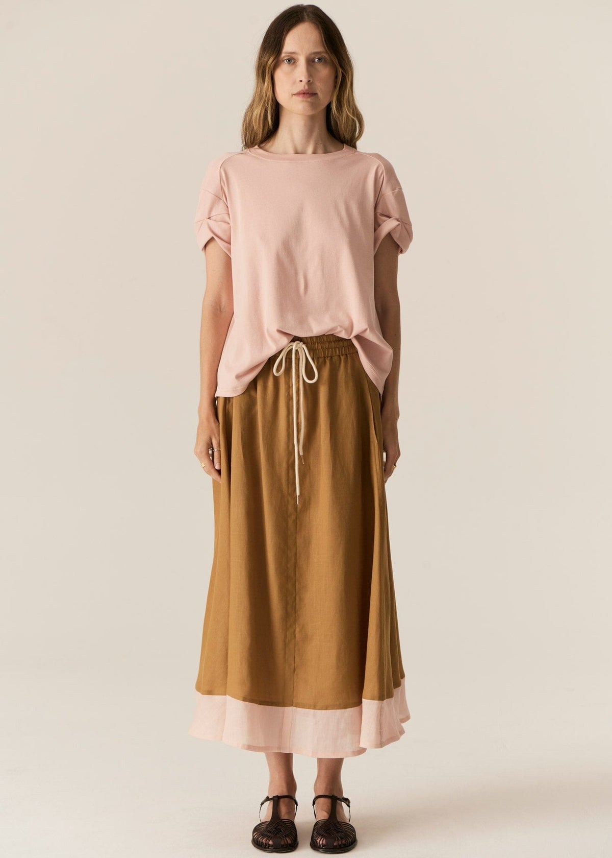 POL Speck Contrast Skirt - Ginger/Pink Skirt - Zabecca Living