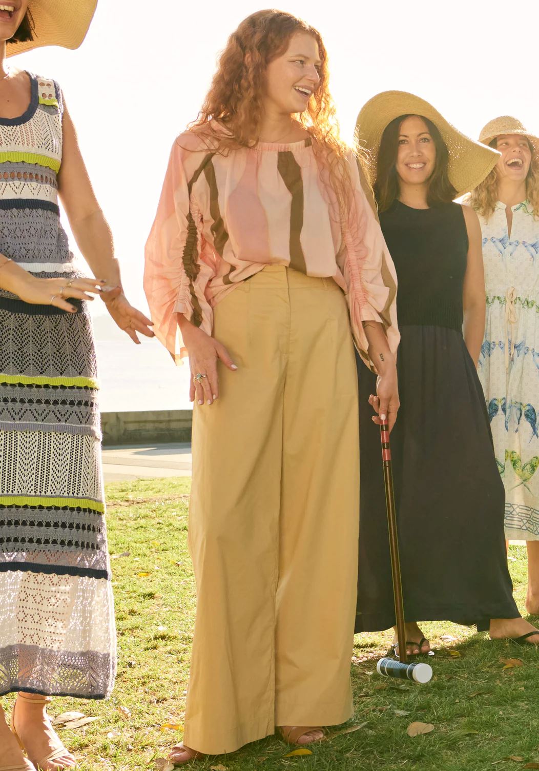 POL Tali Ruched Sleeve Top - Tali Stripe Shirts &amp; Blouses - Zabecca Living