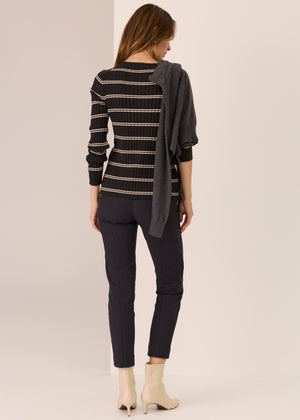 POL Tate Henley Knit - Charcoal/White Jumpers + Knitwear - Zabecca Living