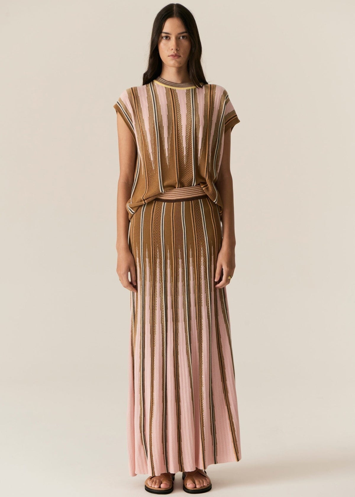 POL Tedd Knit Tee - Ginger/Pink Tee - Zabecca Living