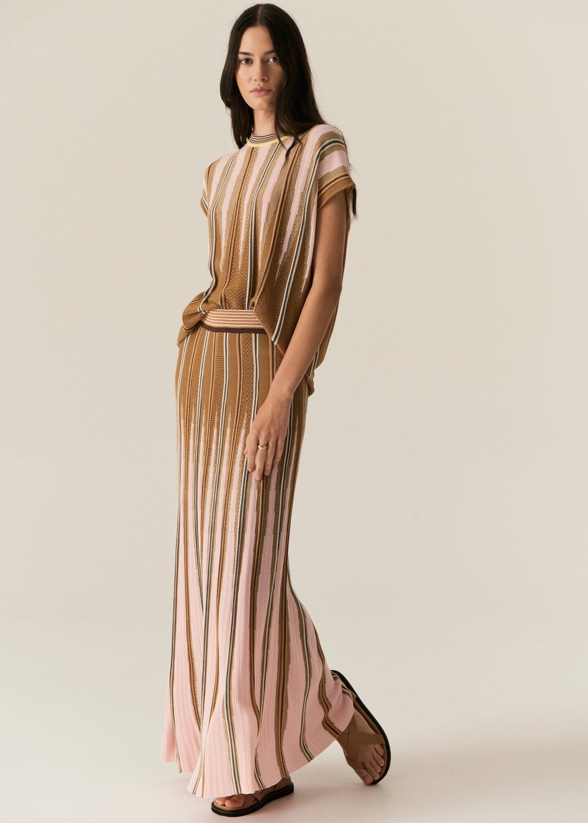 POL Tedd Knit Tee - Ginger/Pink Tee - Zabecca Living