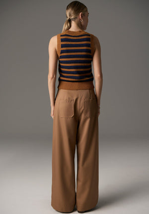 POL Utopia Striped Vest - Toffee Multi vest - Zabecca Living