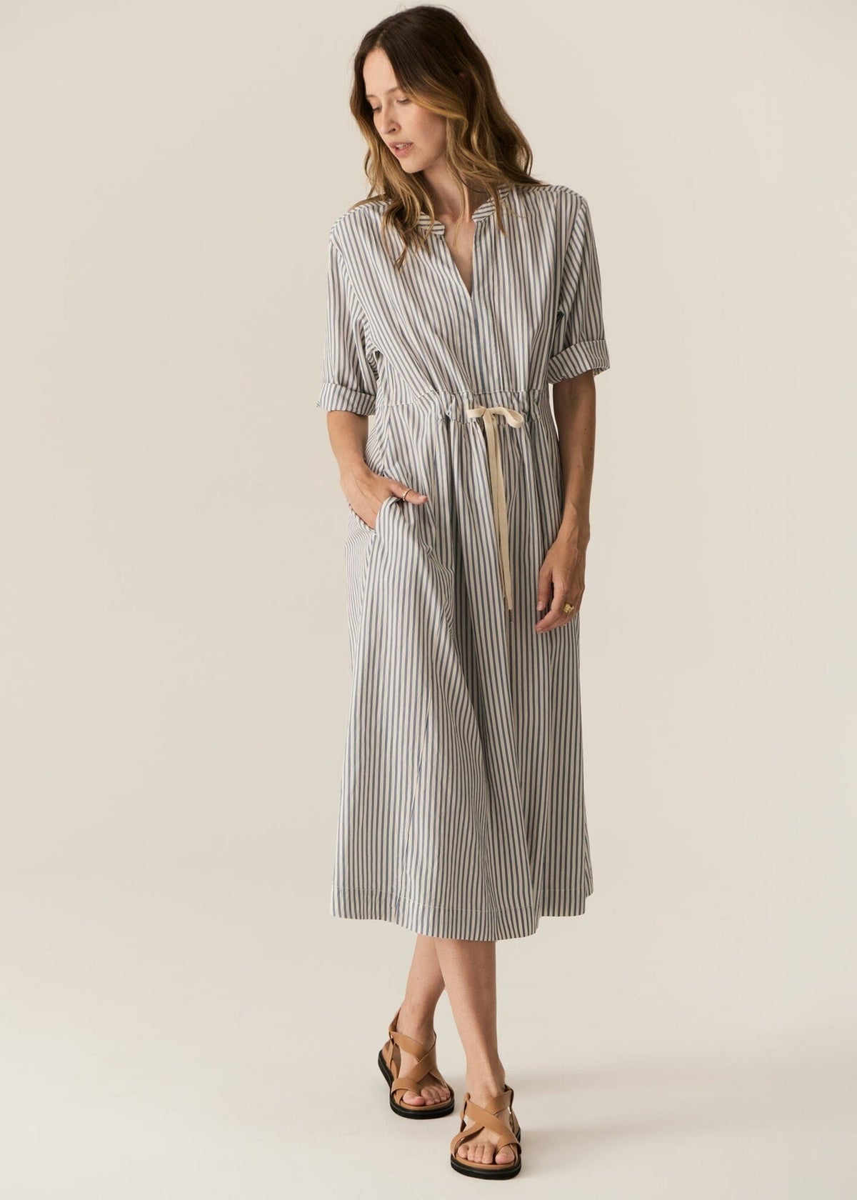 POL Vera Shirt Dress - Blue stripe Dress - Zabecca Living