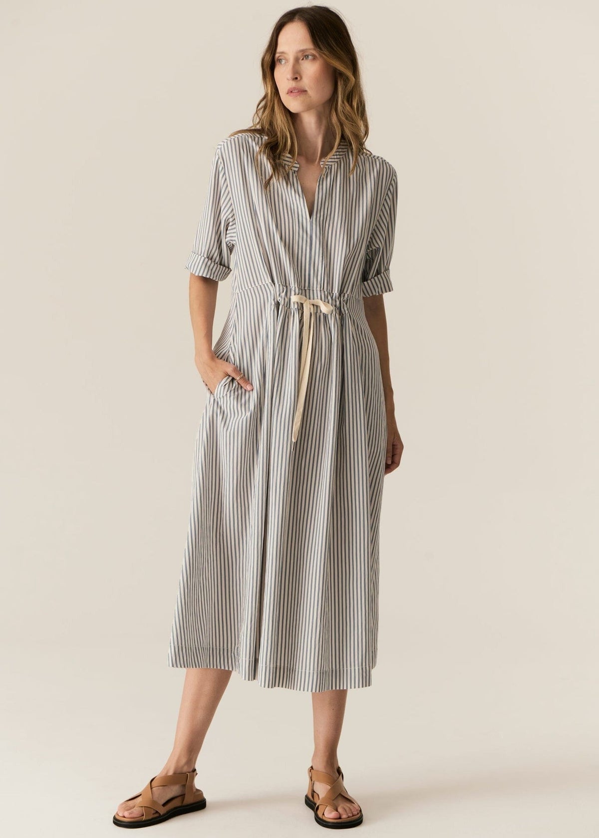 POL Vera Shirt Dress - Blue stripe Dress - Zabecca Living