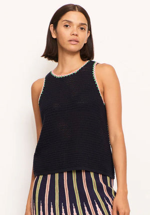 POL Xander Crochet Tank - Ink/Pink/Green Tank - Zabecca Living