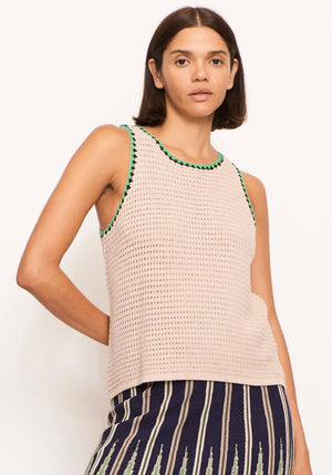 POL Xander Crochet Tank - Pebble/Green/Ink Tank - Zabecca Living