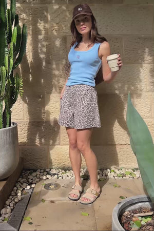 CERES LIFE Zoe Contour Rib Scoop Tank - Powder Blue / Monogram