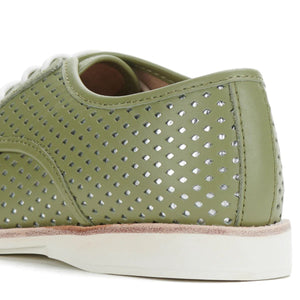 ROLLIE Derby Punch Overlay Shoe - Olive Silver SHOES - Zabecca Living