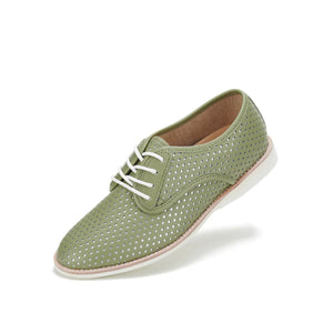 ROLLIE Derby Punch Overlay Shoe - Olive Silver SHOES - Zabecca Living