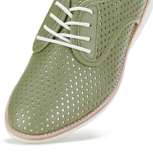 ROLLIE Derby Punch Overlay Shoe - Olive Silver SHOES - Zabecca Living