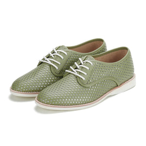 ROLLIE Derby Punch Overlay Shoe - Olive Silver SHOES - Zabecca Living