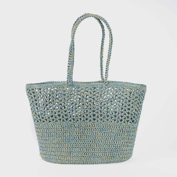 ROMY Crochet Basket - Celadon Gold basket - Zabecca Living
