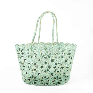 ROMY Crochet Basket - Lagoon Gold basket - Zabecca Living