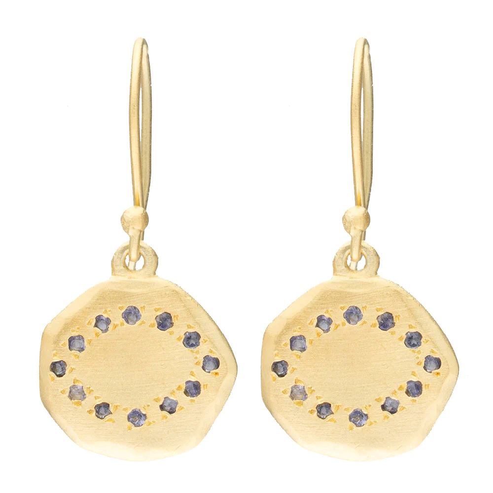 RUBYTEVA Lolite Oval Eye Earrings - Gold Plate Earrings - Zabecca Living
