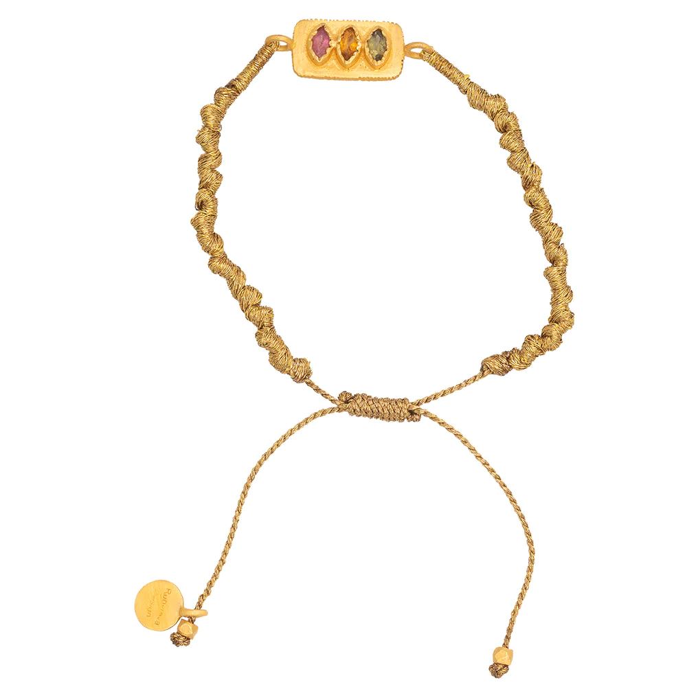 RUBYTEVA Multi Tourmaline Beldi Bracelet - Gold String BRACELET - Zabecca Living