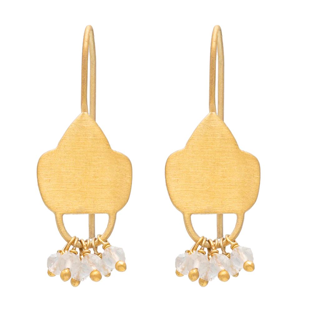 RUBYTEVA Quartz Matte Shield Earrings - Gold Plate Earrings - Zabecca Living