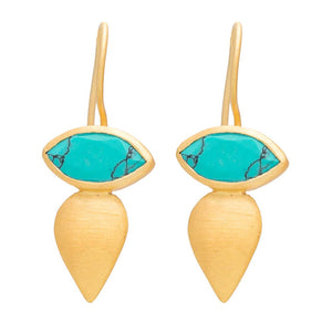 RUBYTEVA Turquoise Kuchi Earrings - Gold Plate Earrings - Zabecca Living