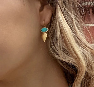 RUBYTEVA Turquoise Kuchi Earrings - Gold Plate Earrings - Zabecca Living