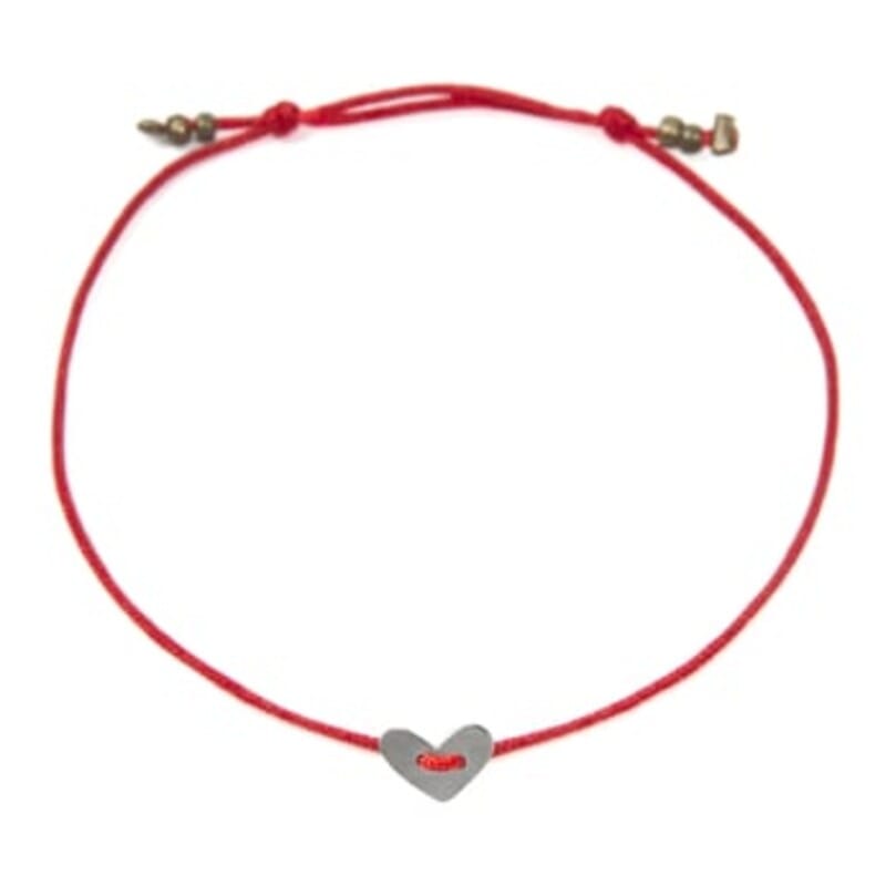 STEFANIA Sardinia Arcaica Silver Heart Bracelet - Red BRACELET - Zabecca Living