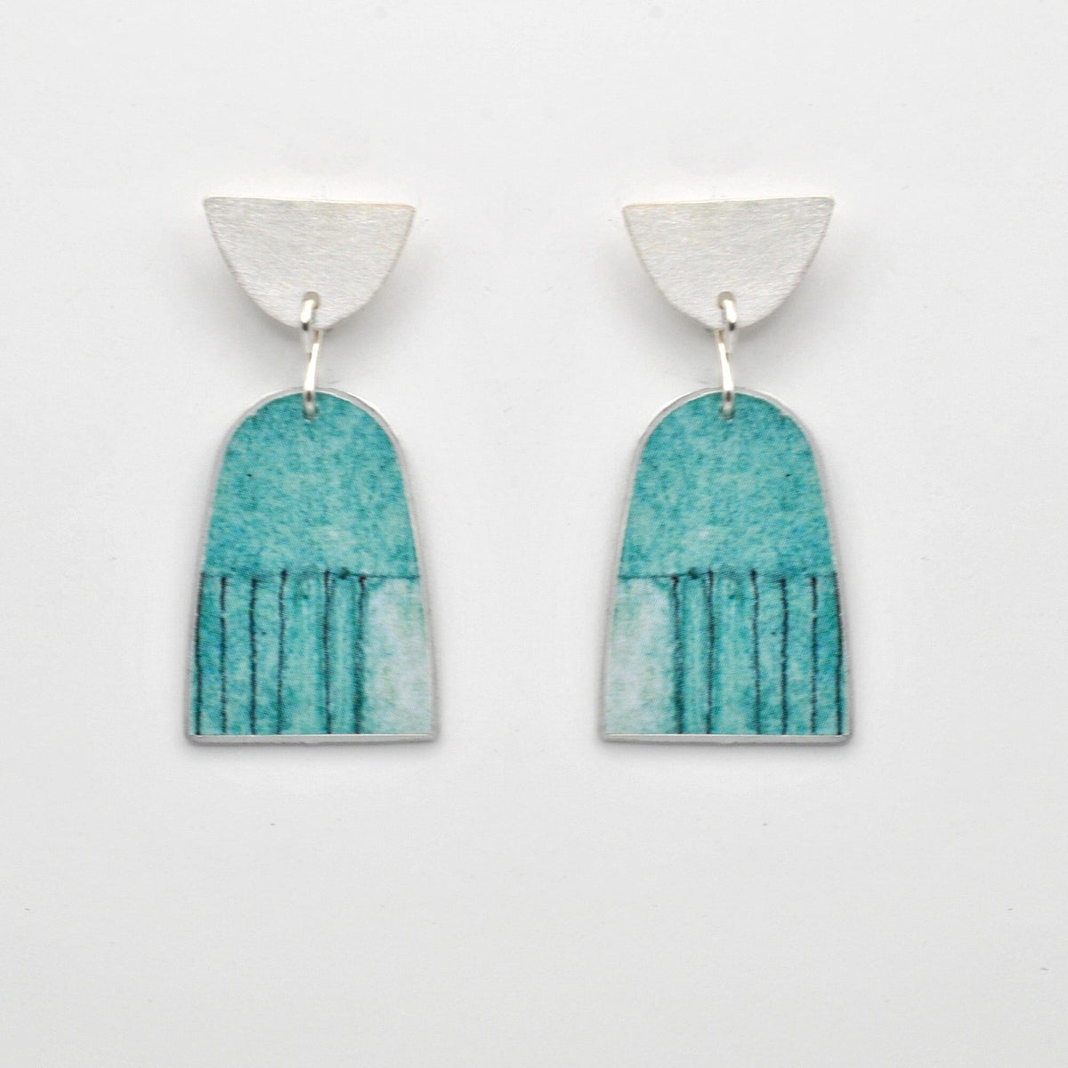 STEFANIA Sardinia Mediterranea Medium Earrings - Turquoise Vertical Earrings - Zabecca Living