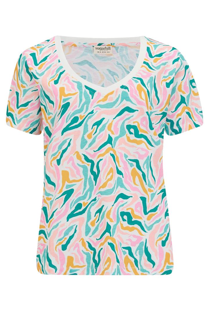 SUGARHILL BRIGHTON Khloe V-Neck T-shirt - Multi, Wild Animal Tee - Zabecca Living