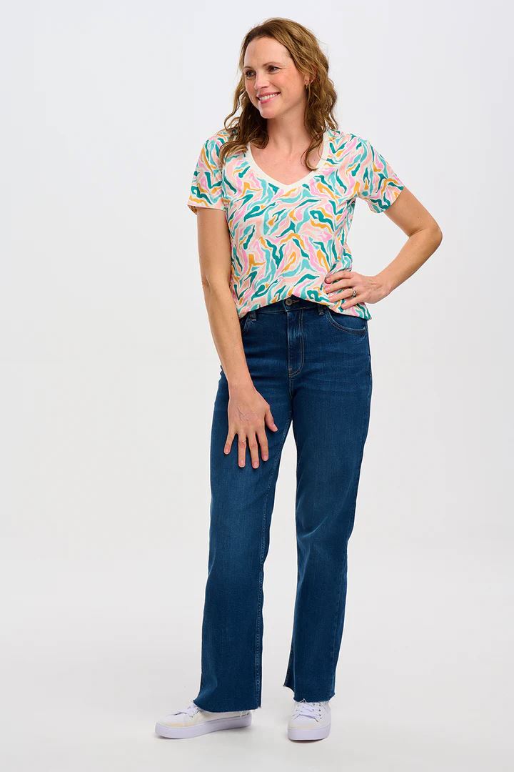 SUGARHILL BRIGHTON Khloe V-Neck T-shirt - Multi, Wild Animal Tee - Zabecca Living