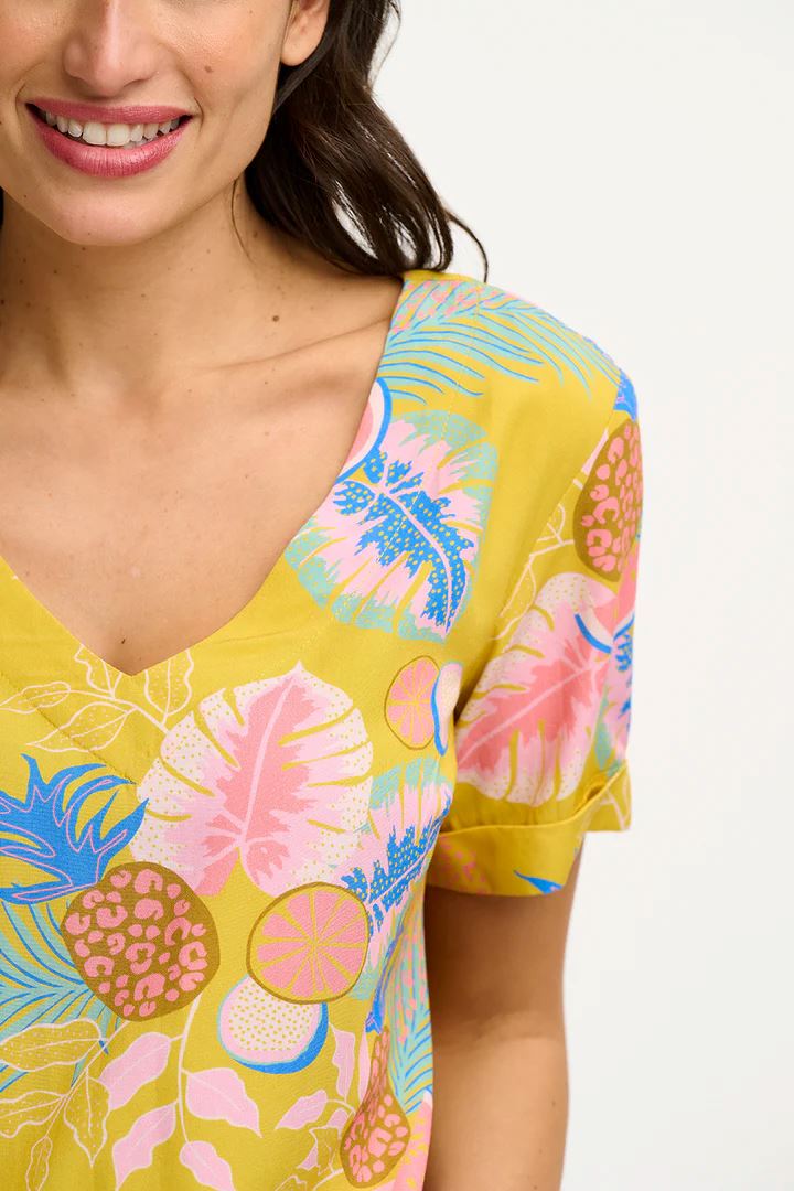 SUGARHILL BRIGHTON Rosalie Top - Yellow, Tropical Fruits Shirts &amp; Blouses - Zabecca Living