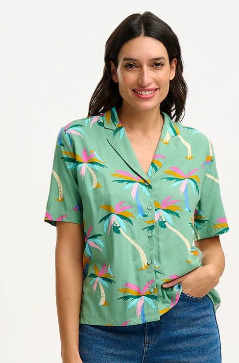 SUGARHILL BRIGHTON Santana Shirt - Green, Rainbow Palms Shirts &amp; Blouses - Zabecca Living