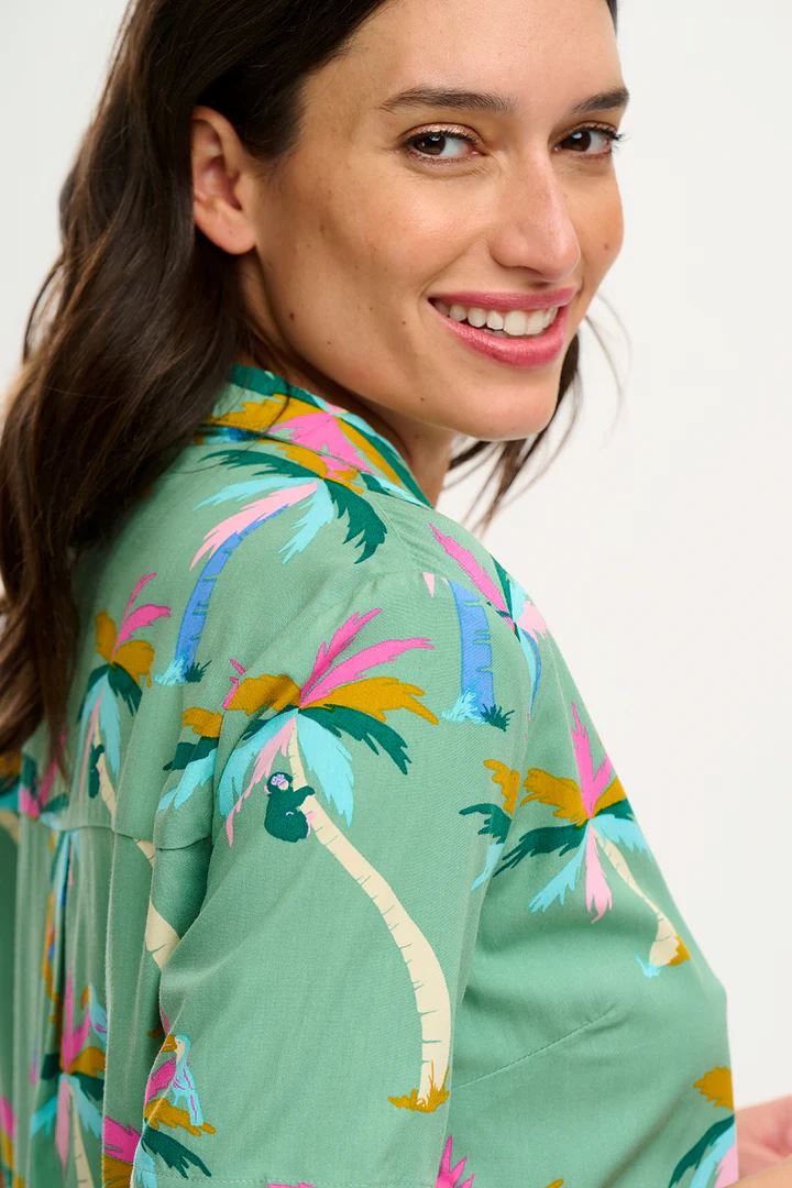 SUGARHILL BRIGHTON Santana Shirt - Green, Rainbow Palms Shirts &amp; Blouses - Zabecca Living
