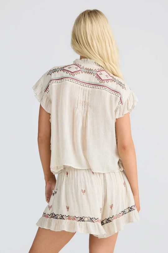 TALISMAN Ithika Tie Top - Light Natural Shirts &amp; Blouses - Zabecca Living
