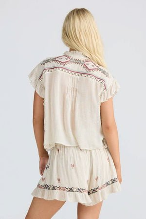 TALISMAN Ithika Tie Top - Light Natural Shirts & Blouses - Zabecca Living