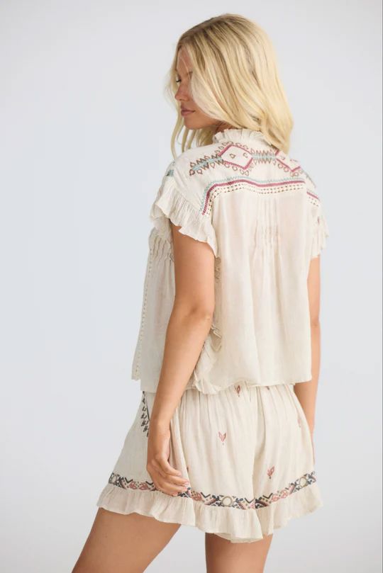 TALISMAN Ithika Tie Top - Light Natural Shirts &amp; Blouses - Zabecca Living