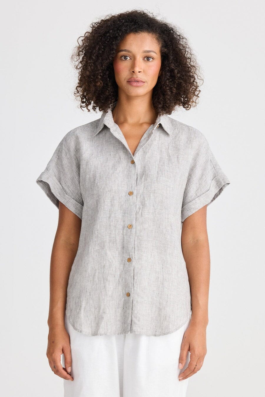 THE SHANTY CORPORATION Dune Shirt - Charcoal Fleck Shirts &amp; Blouses - Zabecca Living