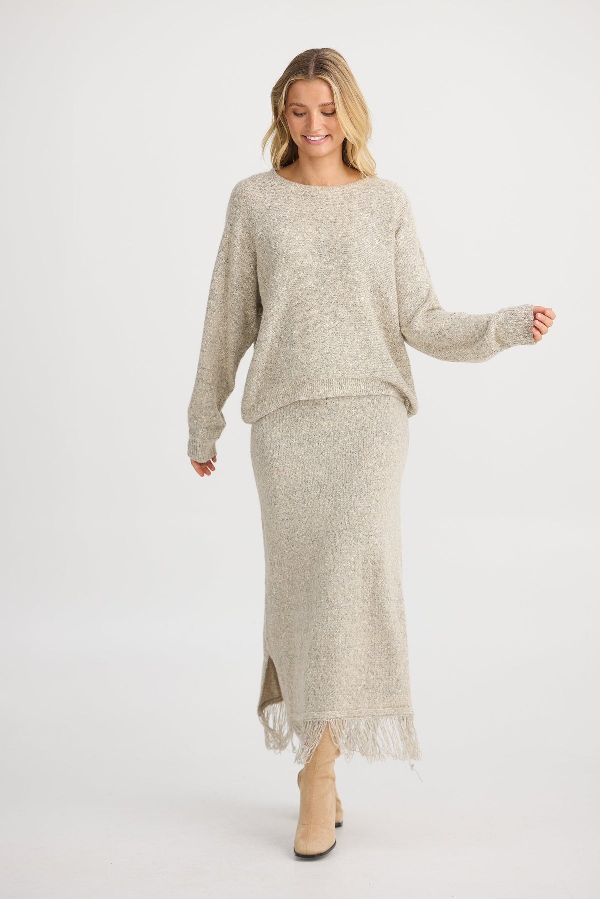 THE SHANTY CORPORATION Seville Knit Skirt - Oatmeal Skirt - Zabecca Living
