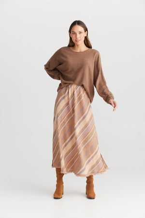 THE SHANTY CORPORATION Sicily Skirt - Santal Stripe Skirt - Zabecca Living