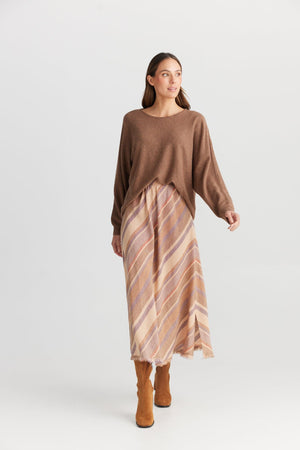 THE SHANTY CORPORATION Sicily Skirt - Santal Stripe Skirt - Zabecca Living