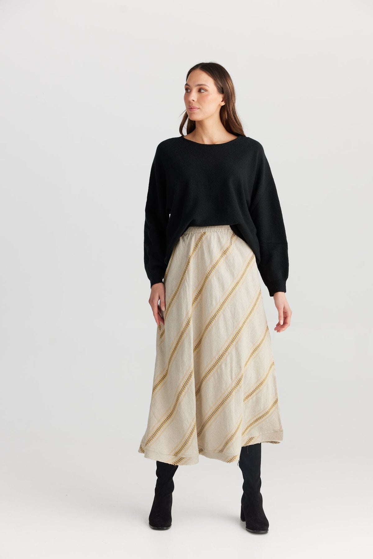 THE SHANTY CORPORATION Sicily Skirt - Taj Stripe Skirt - Zabecca Living