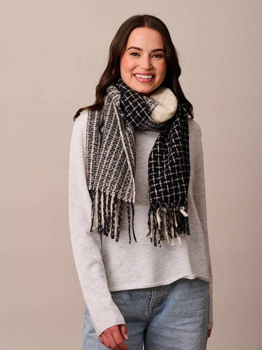 TIGER TREE Black Patch Knit Scarf scarf - Zabecca Living