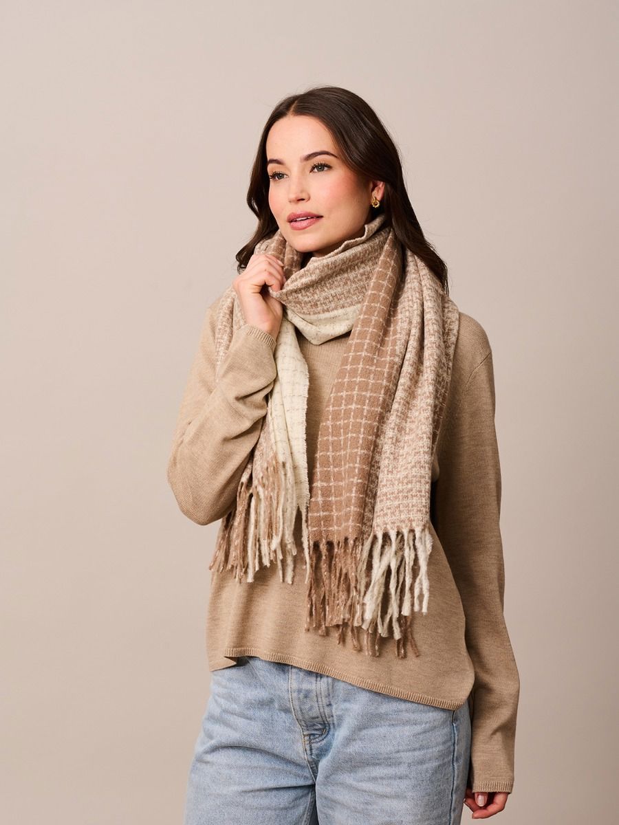 TIGER TREE Latte Patch Knit Scarf scarf - Zabecca Living