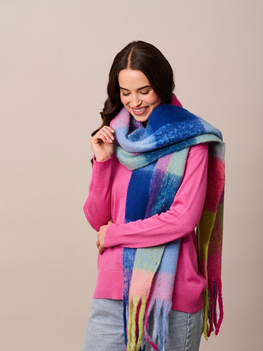 TIGER TREE Saint Martin Scarf - Navy &amp; Pink scarf - Zabecca Living