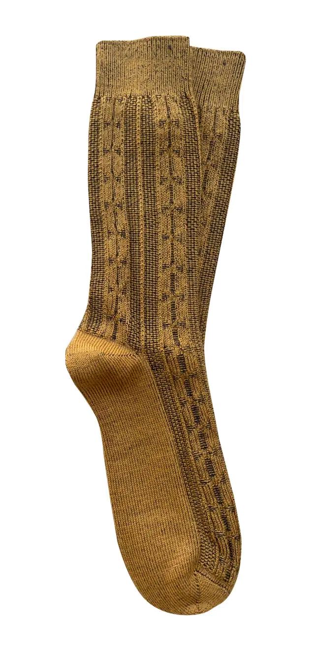 TIGHTOLOGY Chunky Cable Merino Wool Socks - Mustard Socks - Zabecca Living