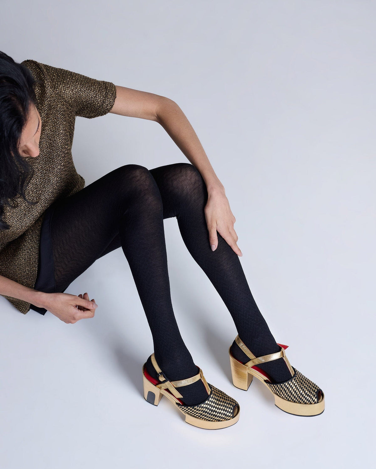 TIGHTOLOGY Herringbone Merino Wool Tights – Black TIGHTS - Zabecca Living