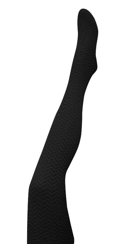 TIGHTOLOGY Herringbone Merino Wool Tights – Black TIGHTS - Zabecca Living