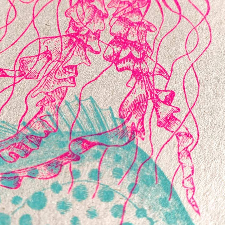 TOGETHERY Greeting Postcard - Jellyfish with Fish greeting card - Zabecca Living