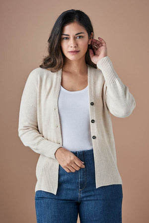 UIMI Edith V Neck Jersey Cardigan - Antique Jumpers + Knitwear - Zabecca Living