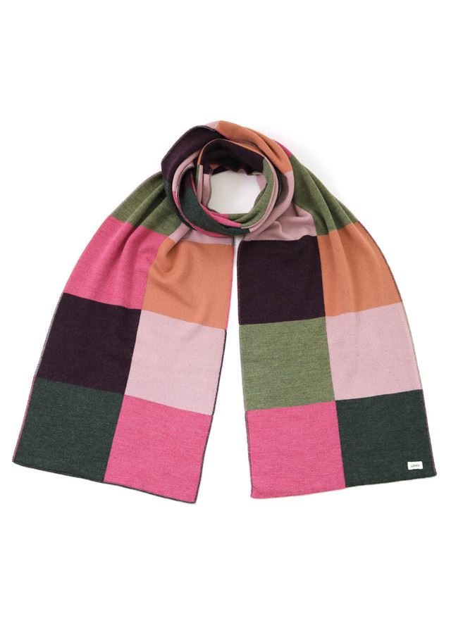 UIMI Frankie Patchwork Merino Scarf - Raspberry scarf - Zabecca Living