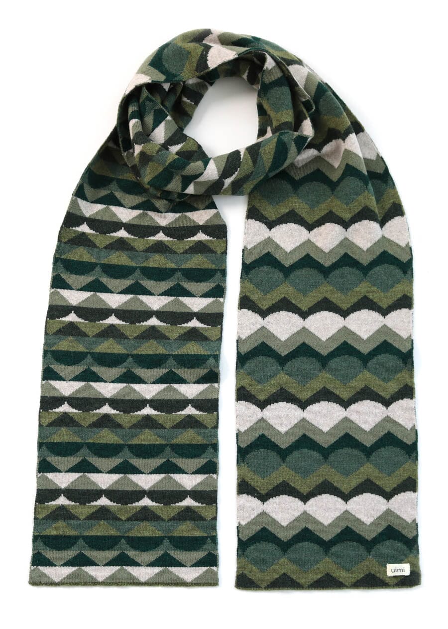 UIMI Marlo Geometric Merino Scarf - Forest scarf - Zabecca Living