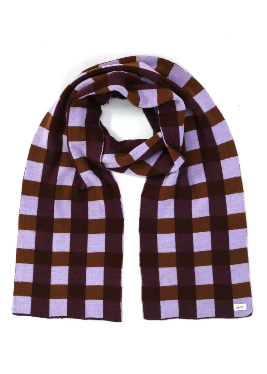 UIMI Picnic Check Merino Scarf - Lilac scarf - Zabecca Living