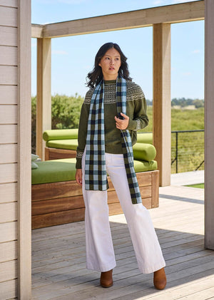 UIMI Picnic Check Merino Scarf - Moss scarf - Zabecca Living